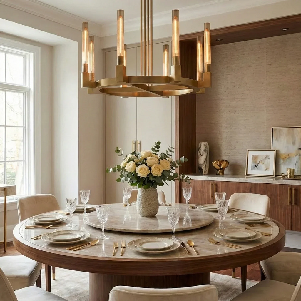Aurora Crystal Candlestick Linear Glass Tube Chandelier | wildoxy