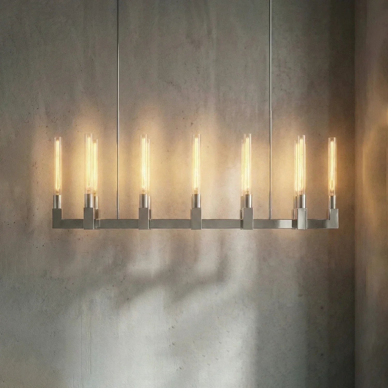 Aurora Crystal Candlestick Linear Glass Tube Chandelier | wildoxy