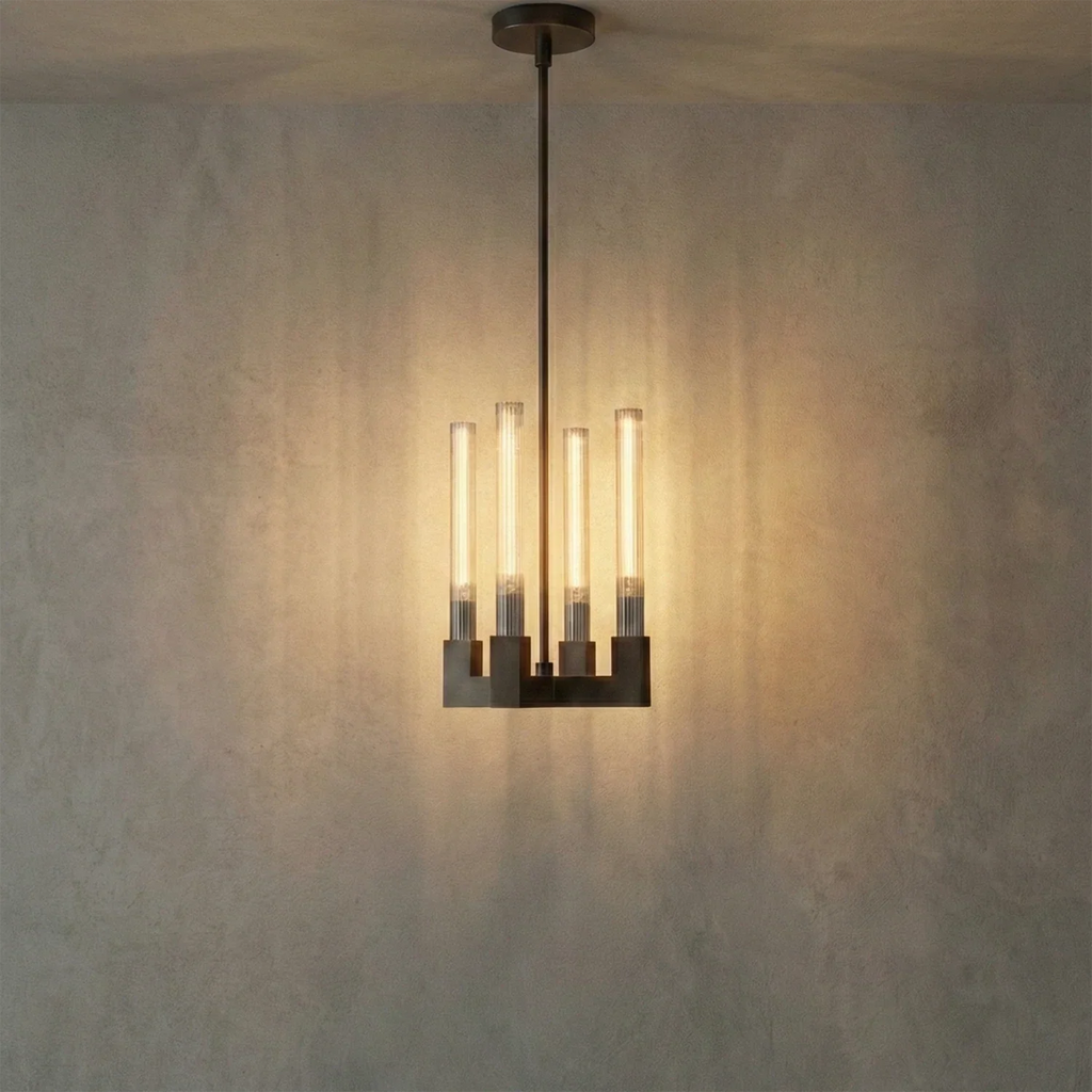 Aurora Crystal Candlestick Linear Glass Tube Chandelier | wildoxy