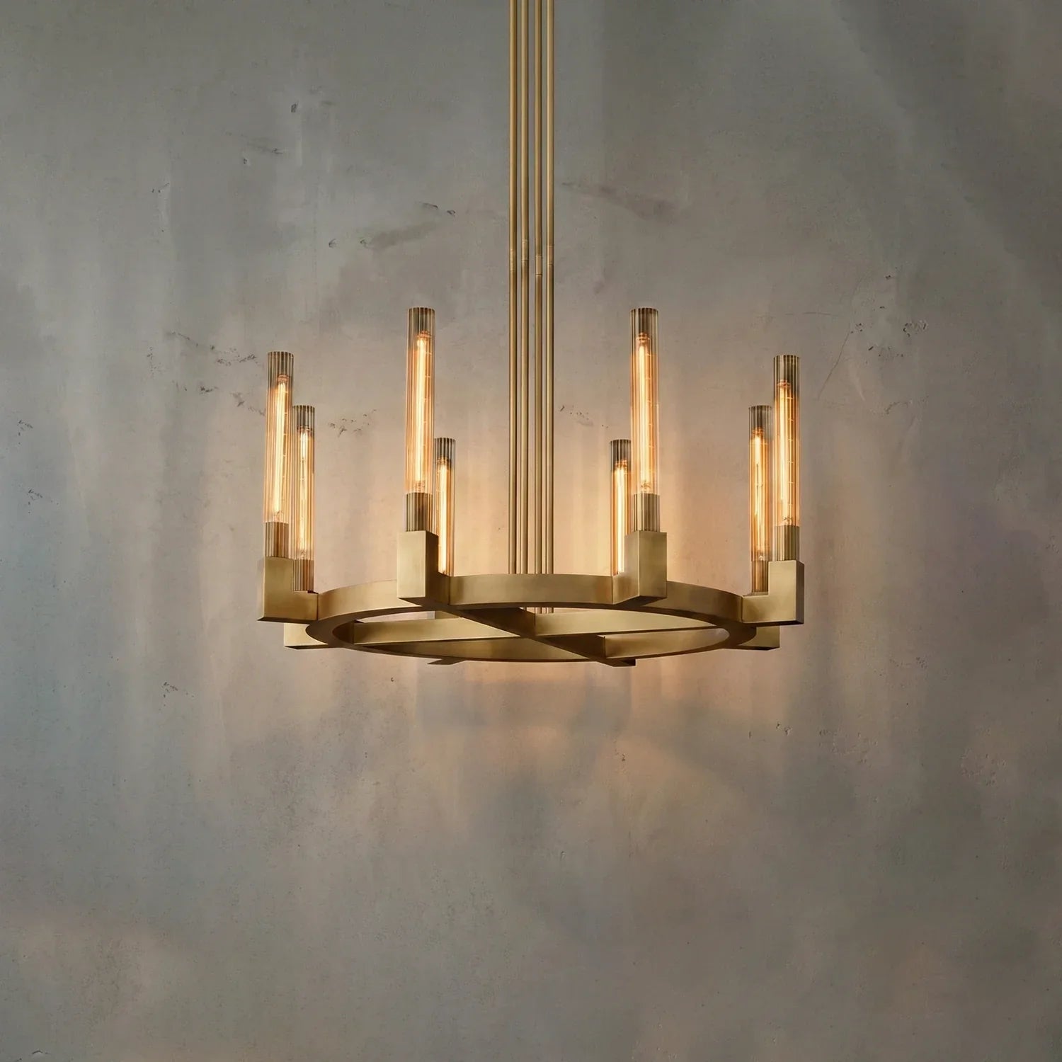 Aurora Crystal Candlestick Linear Glass Tube Chandelier | wildoxy