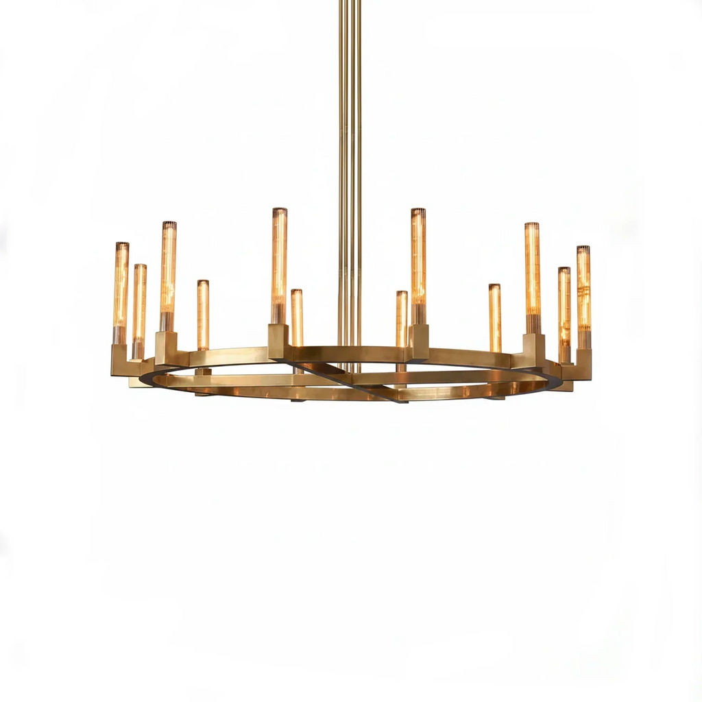 Aurora Crystal Candlestick Linear Glass Tube Chandelier | wildoxy