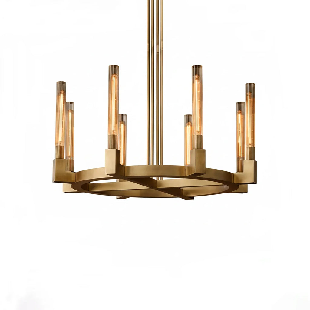 Aurora Crystal Candlestick Linear Glass Tube Chandelier | wildoxy