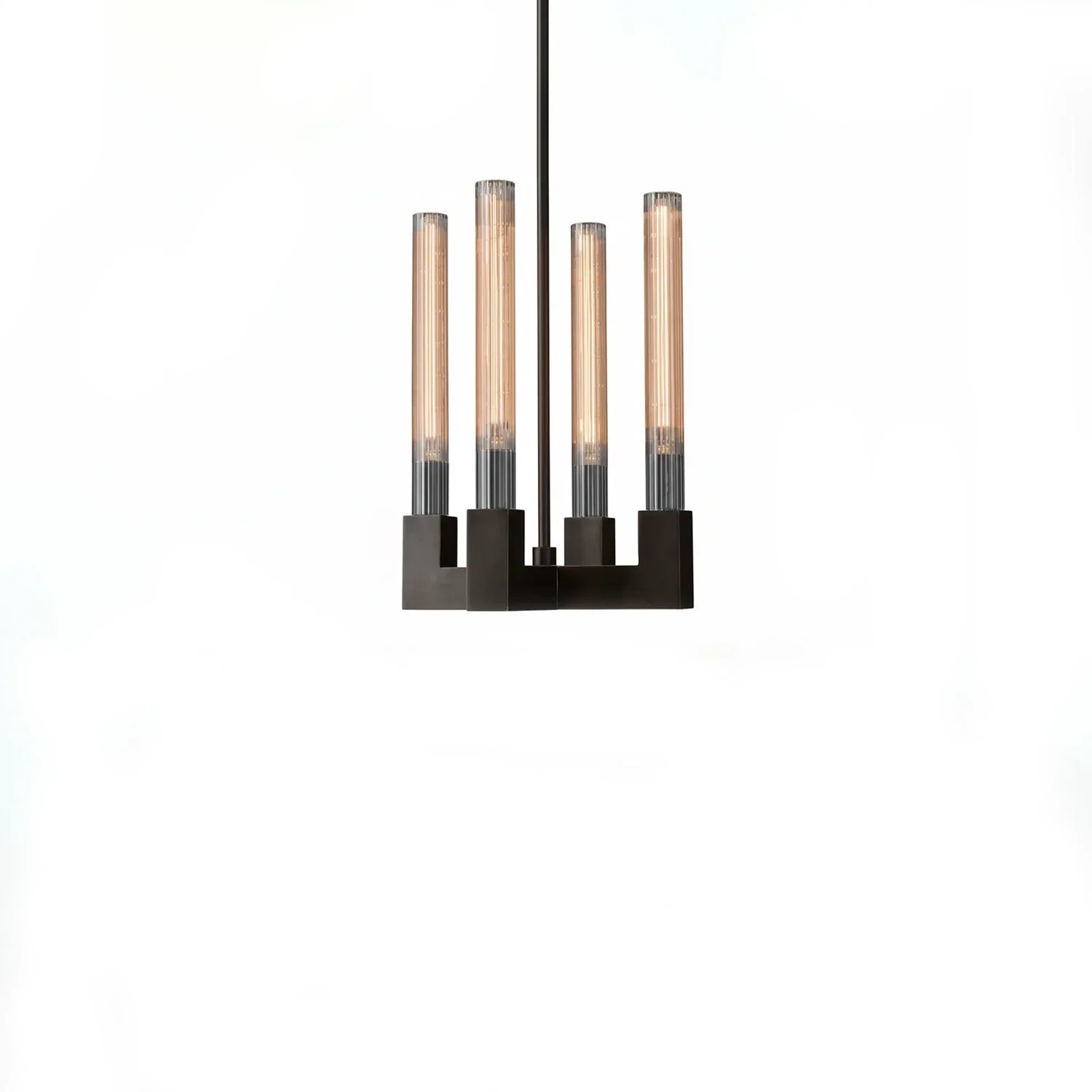 Aurora Crystal Candlestick Linear Glass Tube Chandelier | wildoxy