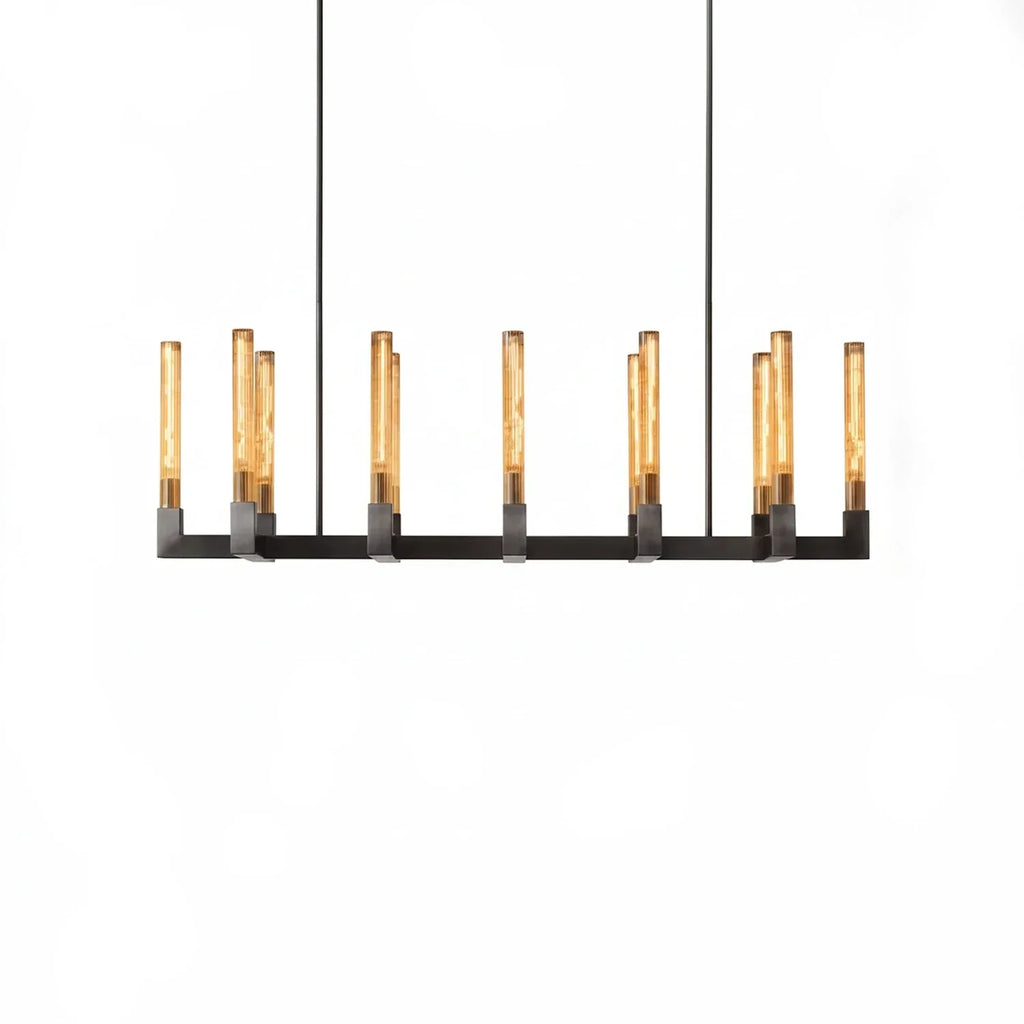 Aurora Crystal Candlestick Linear Glass Tube Chandelier | wildoxy