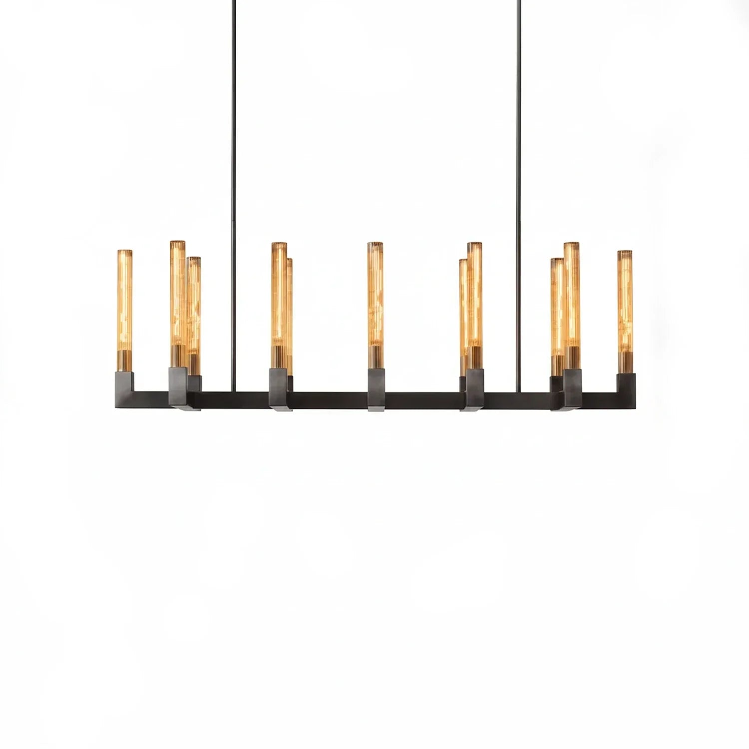 Aurora Crystal Candlestick Linear Glass Tube Chandelier | wildoxy