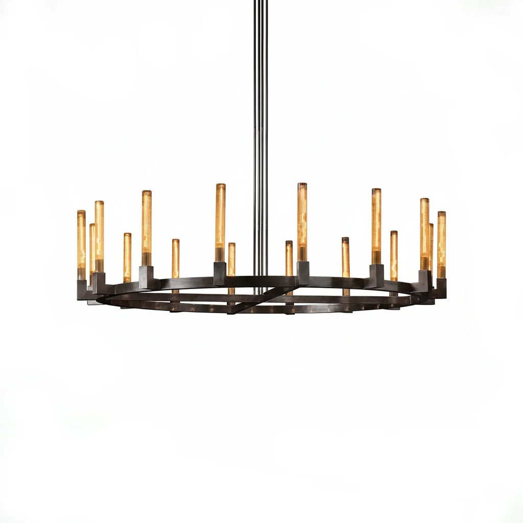 Aurora Crystal Candlestick Linear Glass Tube Chandelier | wildoxy