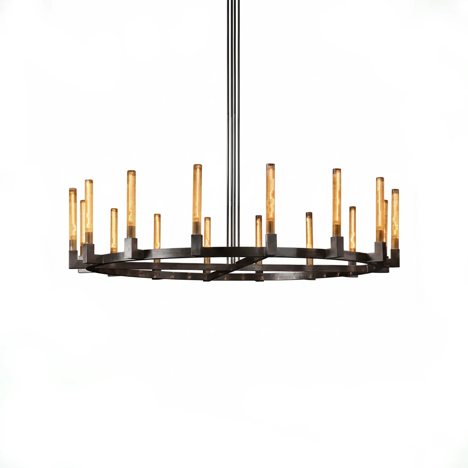 Aurora Crystal Candlestick Linear Glass Tube Chandelier | wildoxy