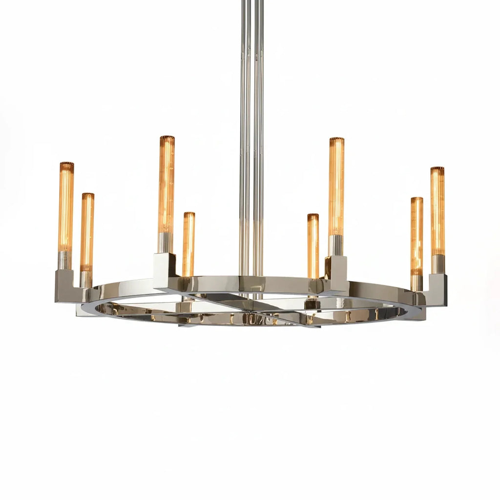 Aurora Crystal Candlestick Linear Glass Tube Chandelier | wildoxy