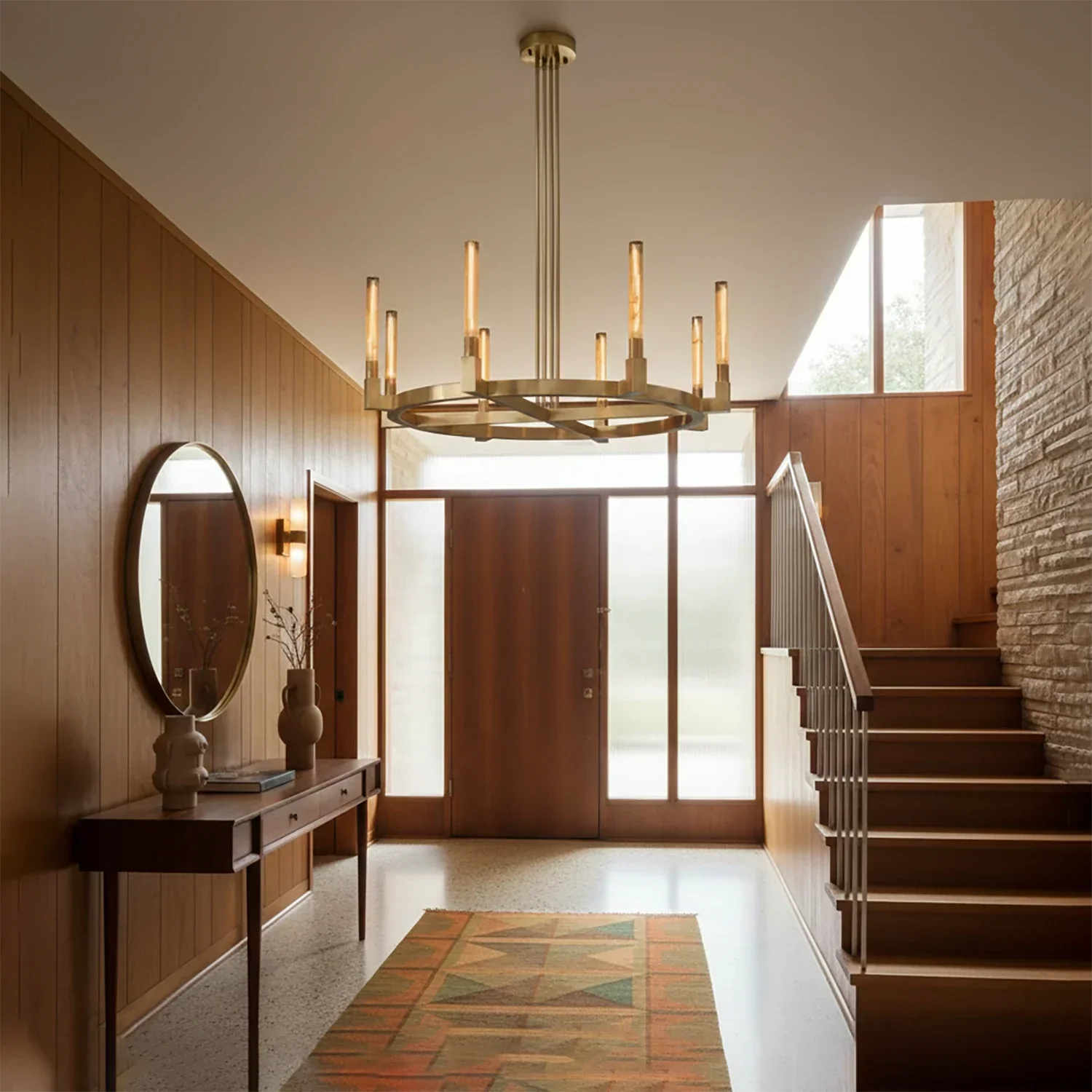 Aurora Crystal Candlestick Linear Glass Tube Chandelier | wildoxy