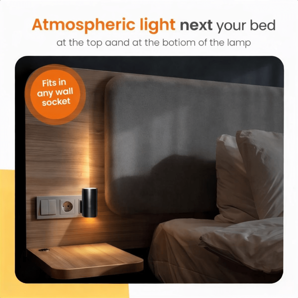 Νυχτερινό φωτιστικό LED Aurora — Σχεδιασμός με σύνδεση στην πρίζα, αυτόματος αισθητήρας ημέρας-νύχτας, ρυθμιζόμενη φωτεινότητα