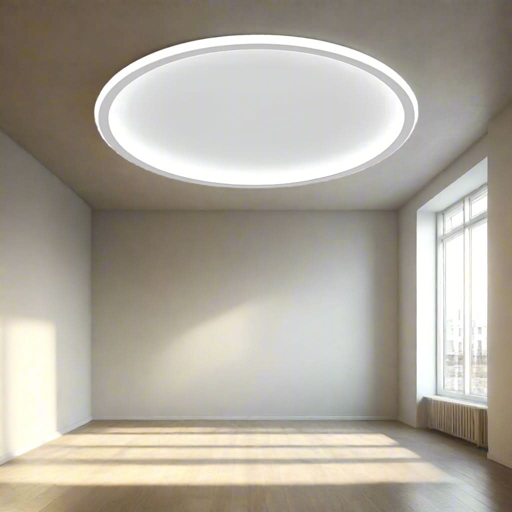 Glowlith nordisk LED-taklampe — avrundet, minimalistisk ramme, blendingsdempende optikk