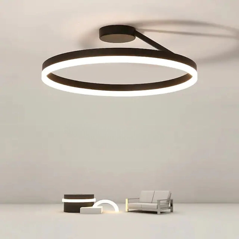 50 cm:n himmennettävä LED-rengasvalaisin, metallia/akryyliä, musta/valkoinen