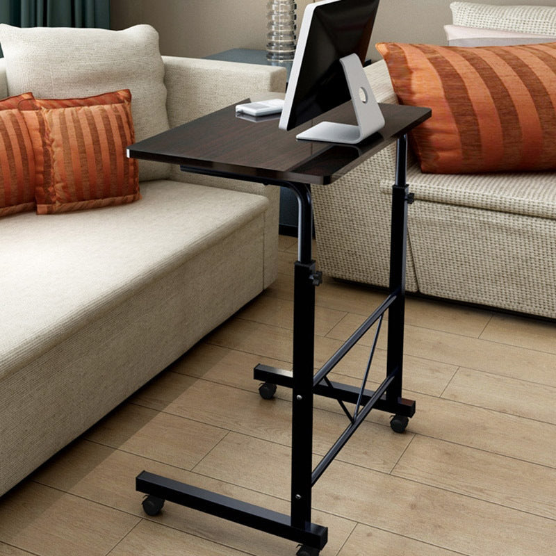 Mesa ajustable para portátil - escritorio de acero negro y madera con ruedas