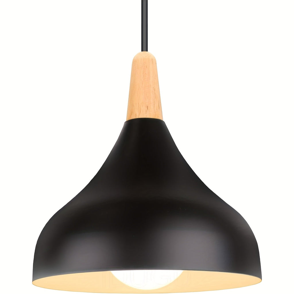 Modern Teardrop Pendant Light | Metal & Wood Hanging Lamp | Wildoxy