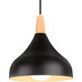 Modern Teardrop Pendant Light | Metal & Wood Hanging Lamp | Wildoxy