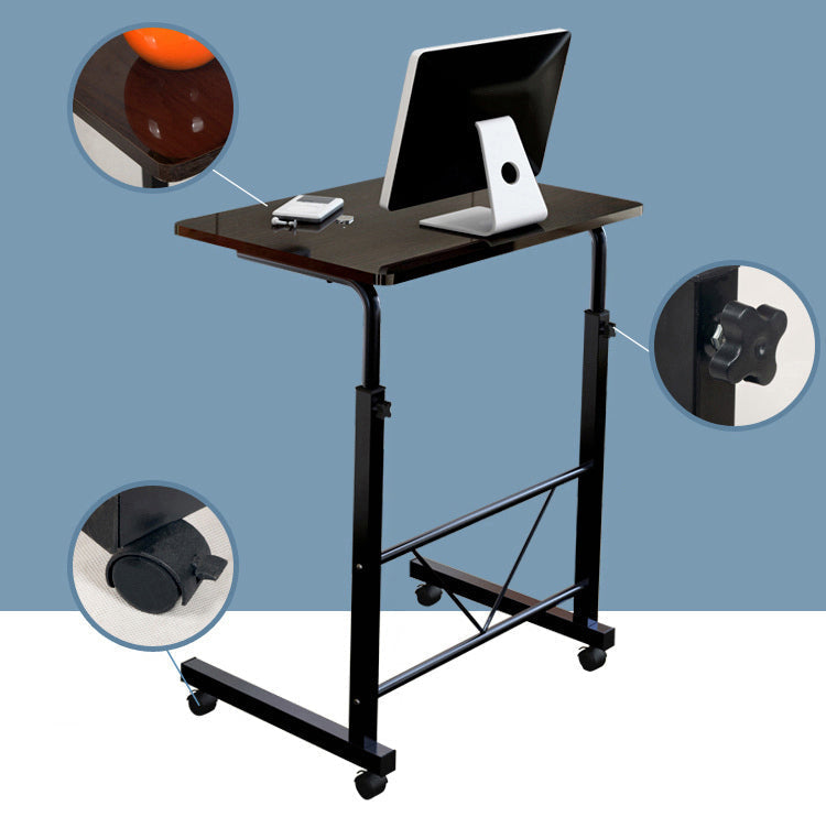 Mesa ajustable para portátil - escritorio de acero negro y madera con ruedas