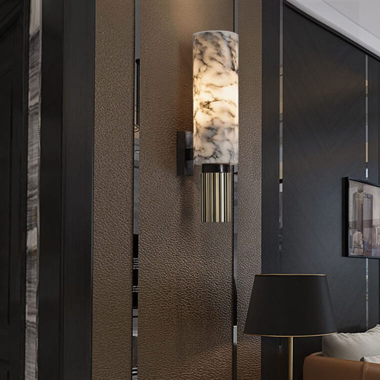 Marble Copper Wall Light LED E27 Natural Stone - Wildoxy