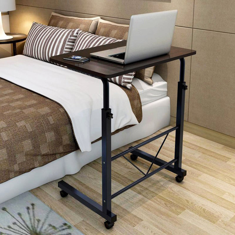 Mesa ajustable para portátil - escritorio de acero negro y madera con ruedas