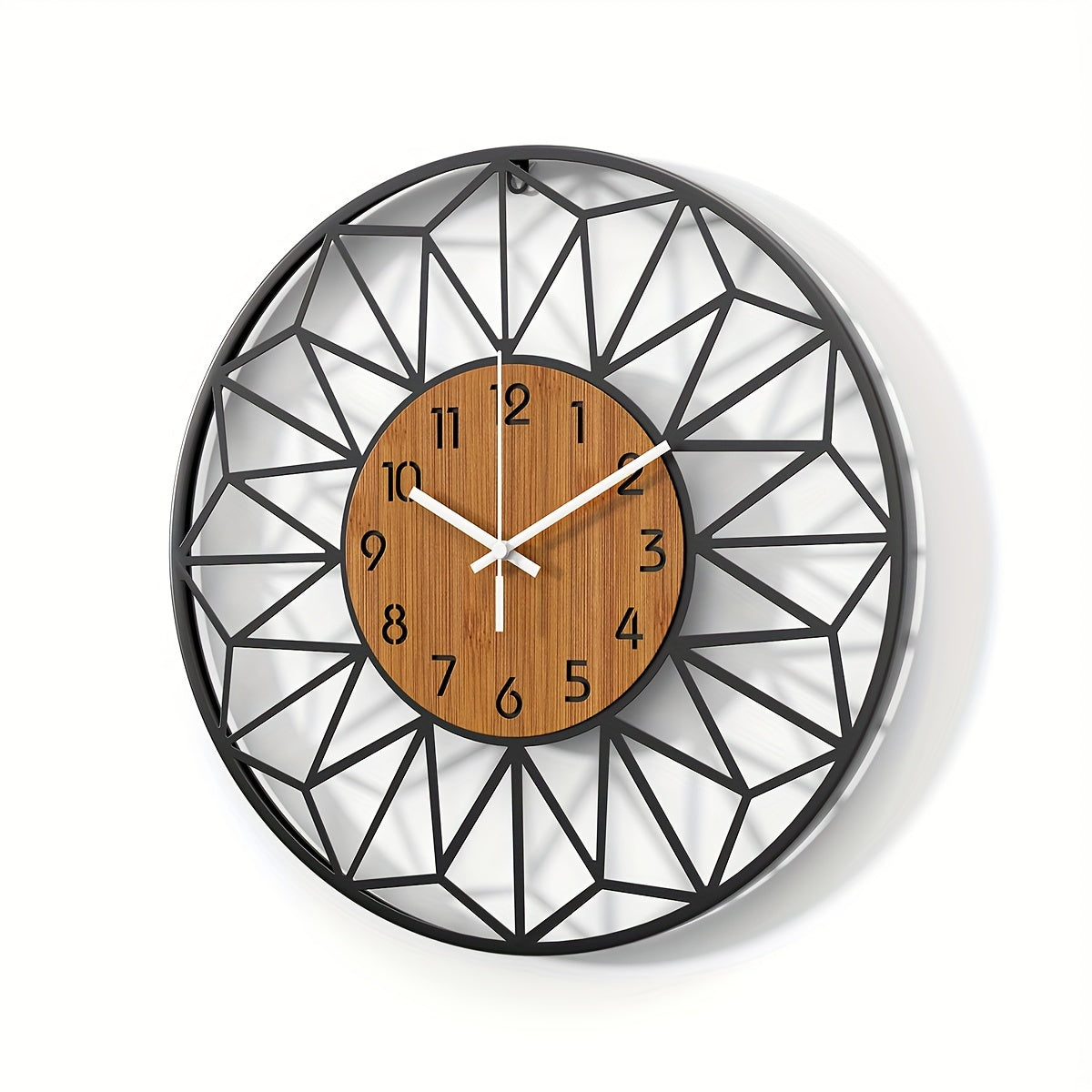 Modern Metal Wall Clock | Wood Grain Centre Design | Wildoxy