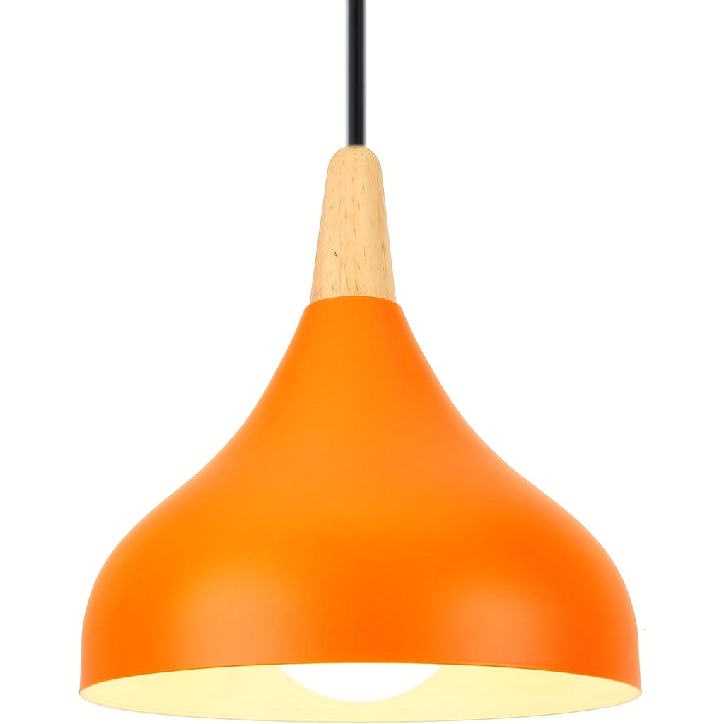 Modern Teardrop Pendant Light | Metal & Wood Hanging Lamp | Wildoxy
