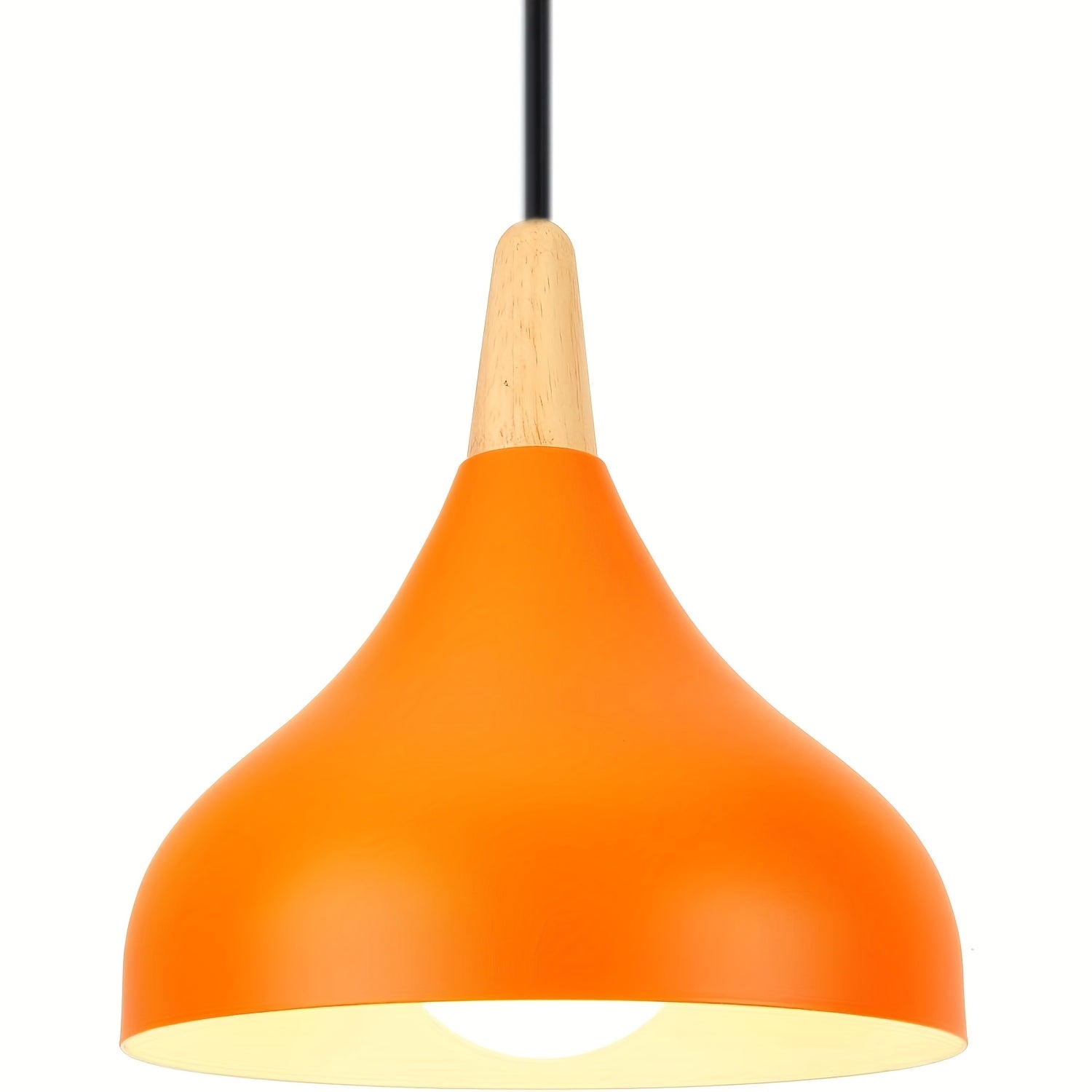 Modern Teardrop Pendant Light | Metal & Wood Hanging Lamp | Wildoxy