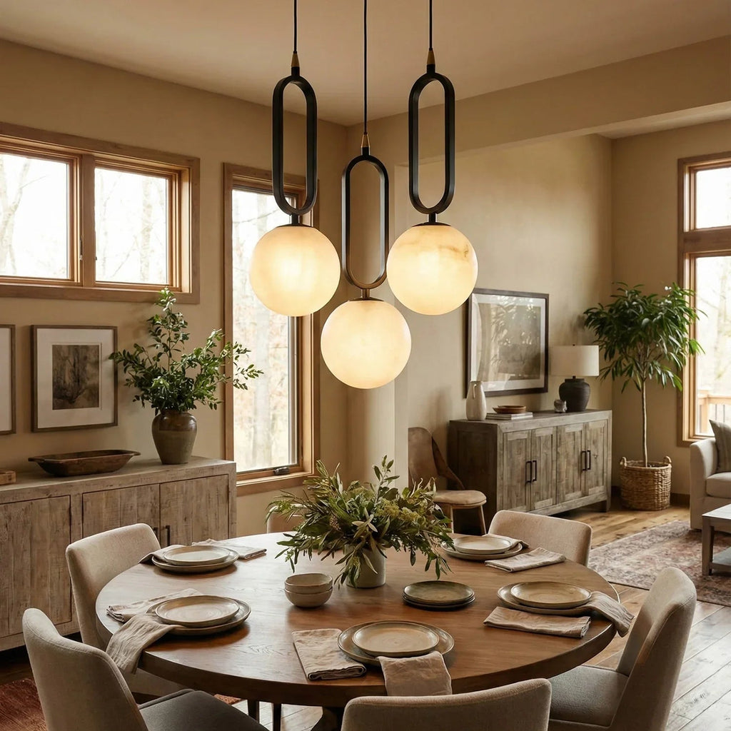 Ball Alabaster Oval Ring Pendant Lamp | wildoxy