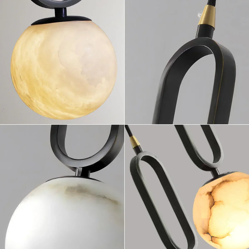 Ball Alabaster Oval Ring Pendant Lamp | wildoxy