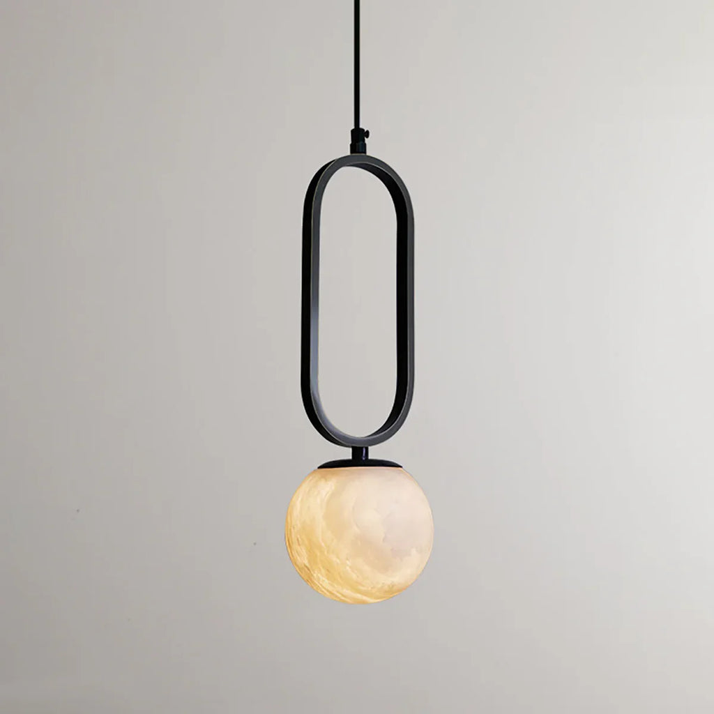 Ball Alabaster Oval Ring Pendant Lamp | wildoxy
