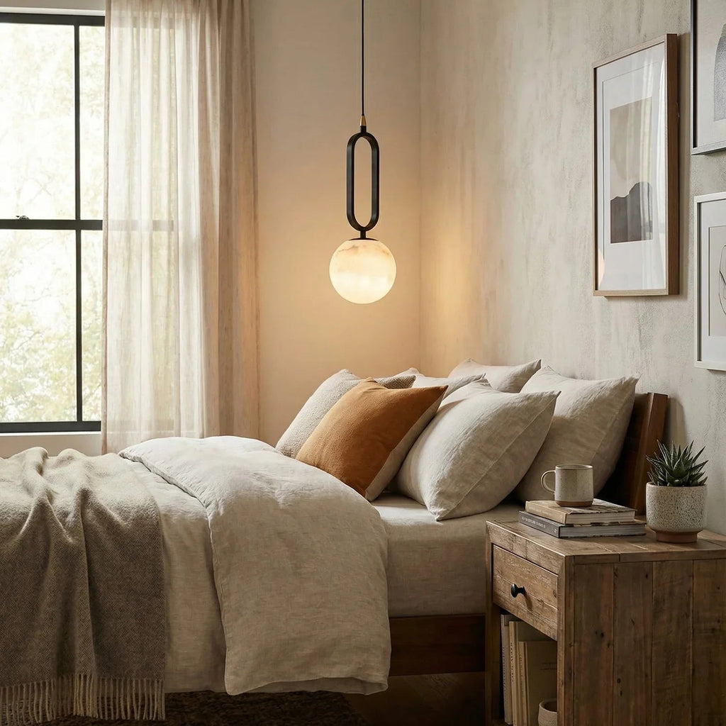 Ball Alabaster Oval Ring Pendant Lamp | wildoxy