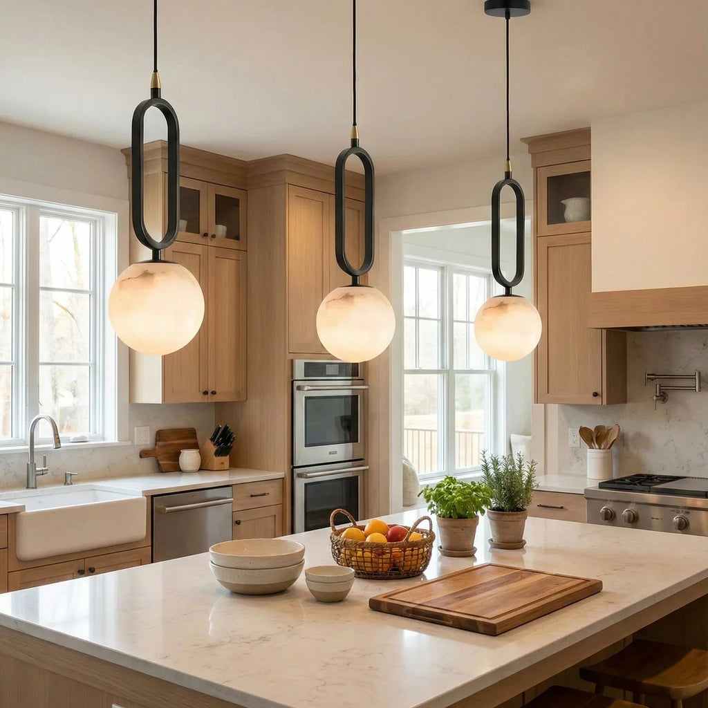 Ball Alabaster Oval Ring Pendant Lamp | wildoxy