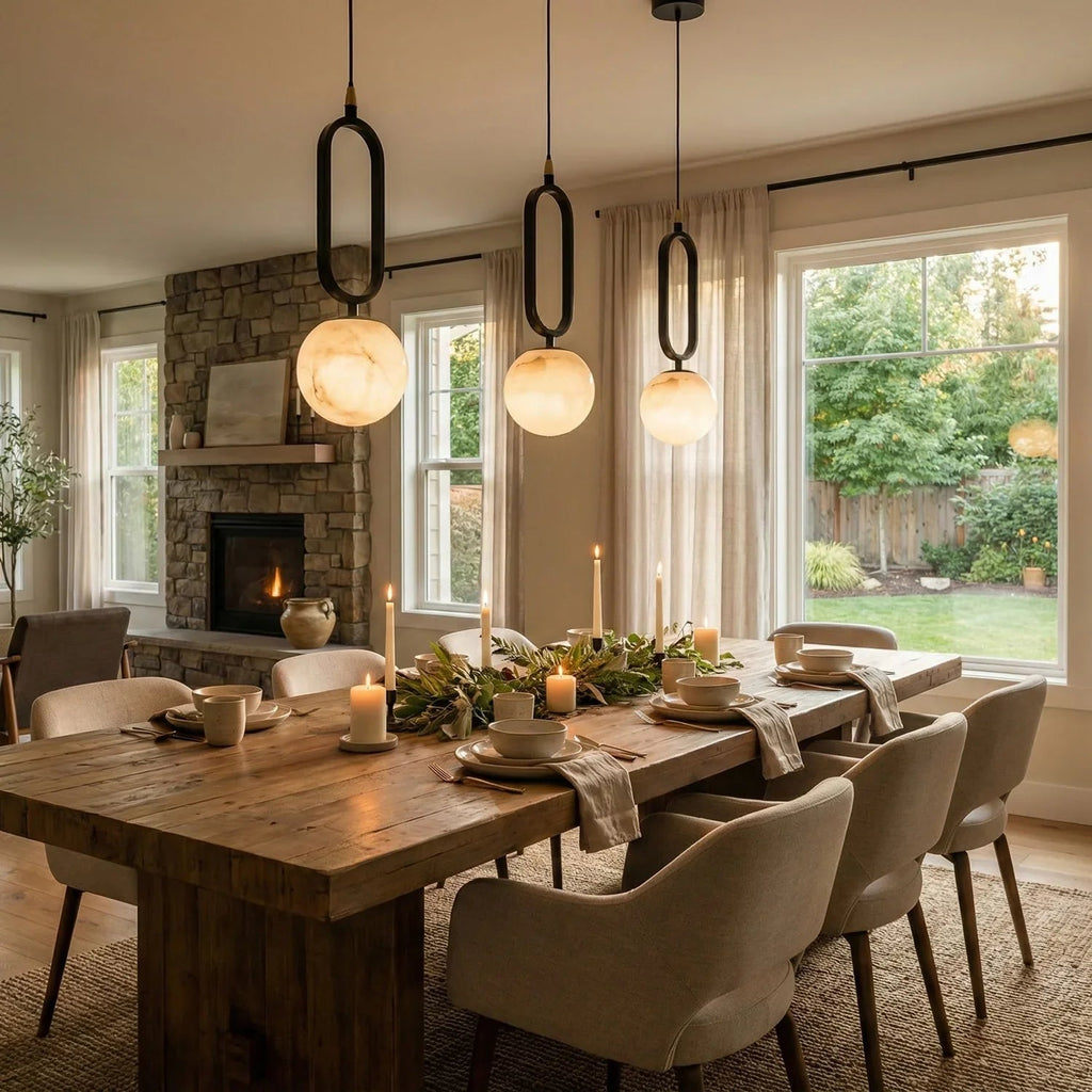 Ball Alabaster Oval Ring Pendant Lamp | wildoxy