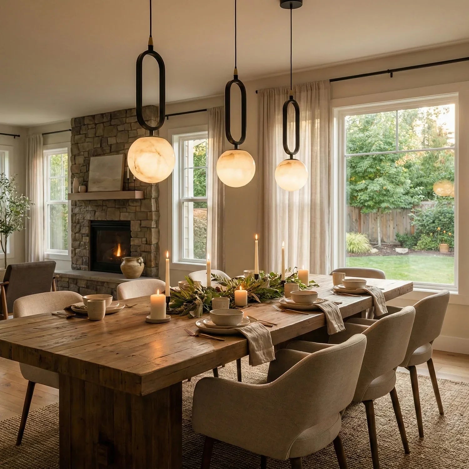Ball Alabaster Oval Ring Pendant Lamp | wildoxy