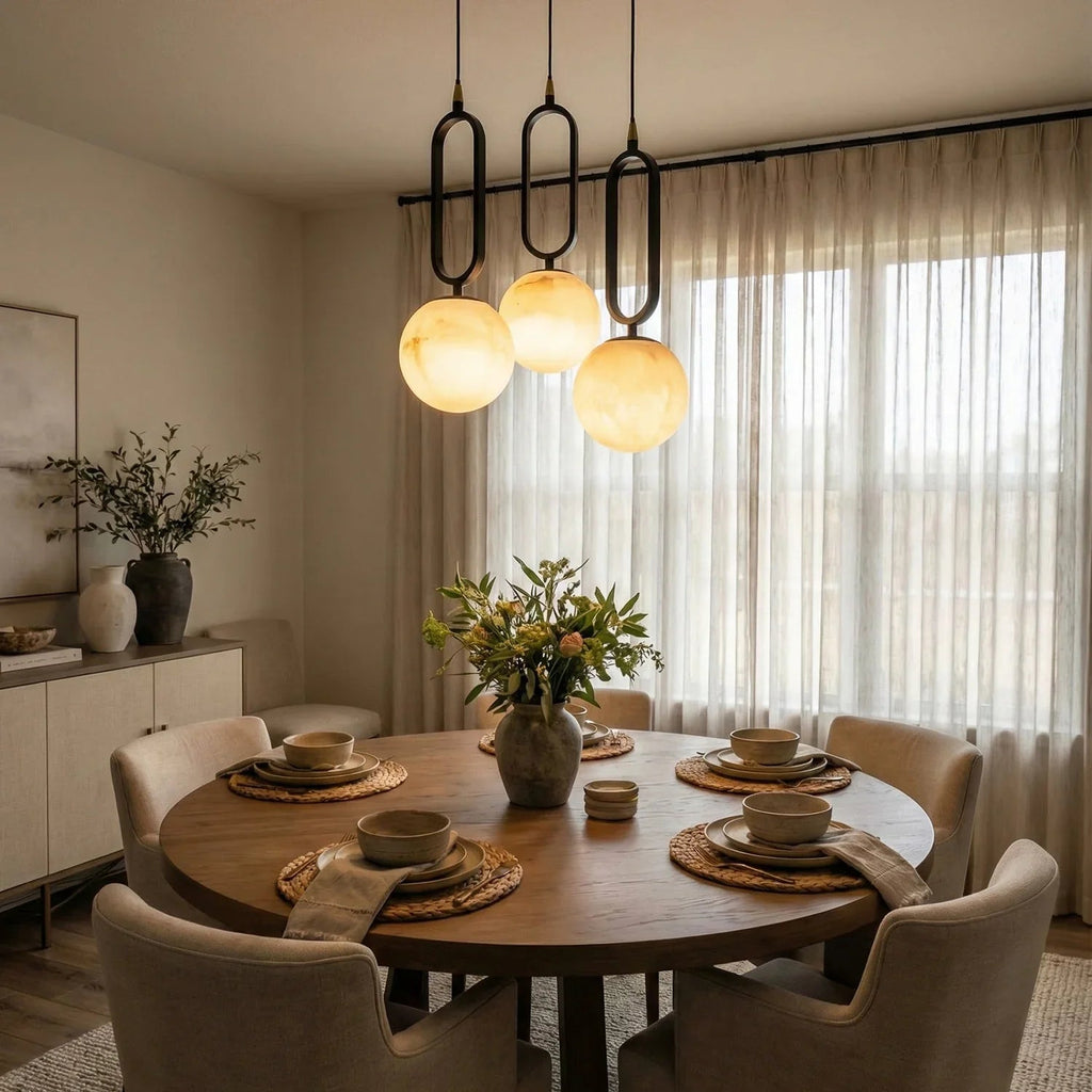 Ball Alabaster Oval Ring Pendant Lamp | wildoxy