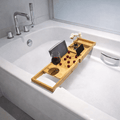 BAMORÉ Bandeja de bambú para bañera — organizador ajustable y bandeja auxiliar de baño