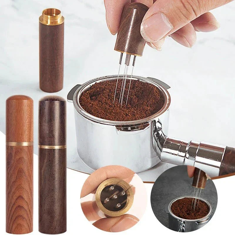 Baristapro Tasseur à espresso à manche en bois — aiguilles en acier inoxydable