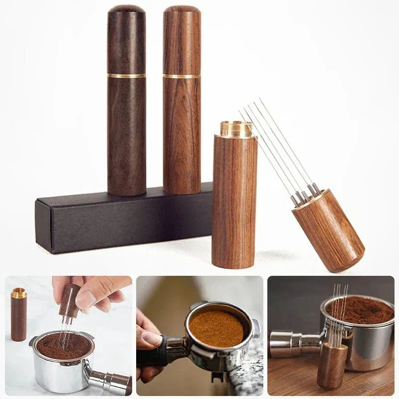 Baristapro Tasseur à espresso à manche en bois — aiguilles en acier inoxydable