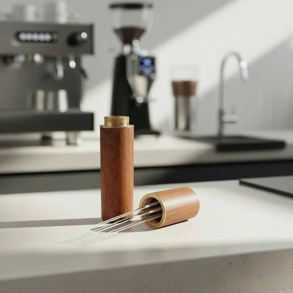 Baristapro Tasseur à espresso à manche en bois — aiguilles en acier inoxydable