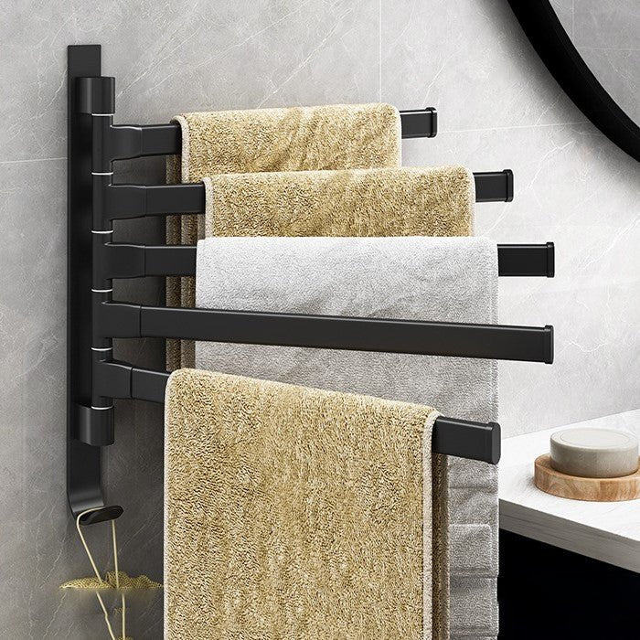 BATHARC Toallero de cinco brazos — brazos giratorios, acabado negro mate