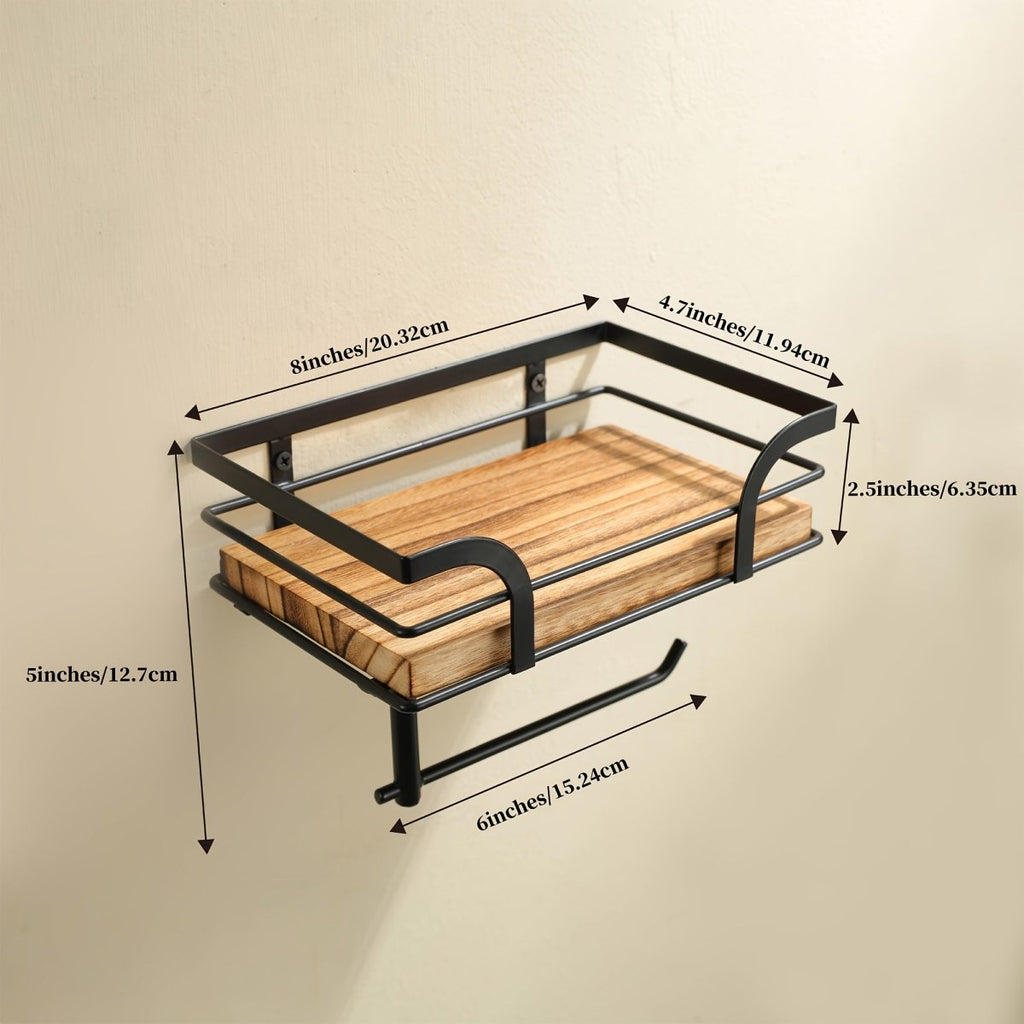 BathForge Wandregal aus Schmiedeeisen — Offenes künstlerisches Design, dekorative Aufbewahrungsleiste