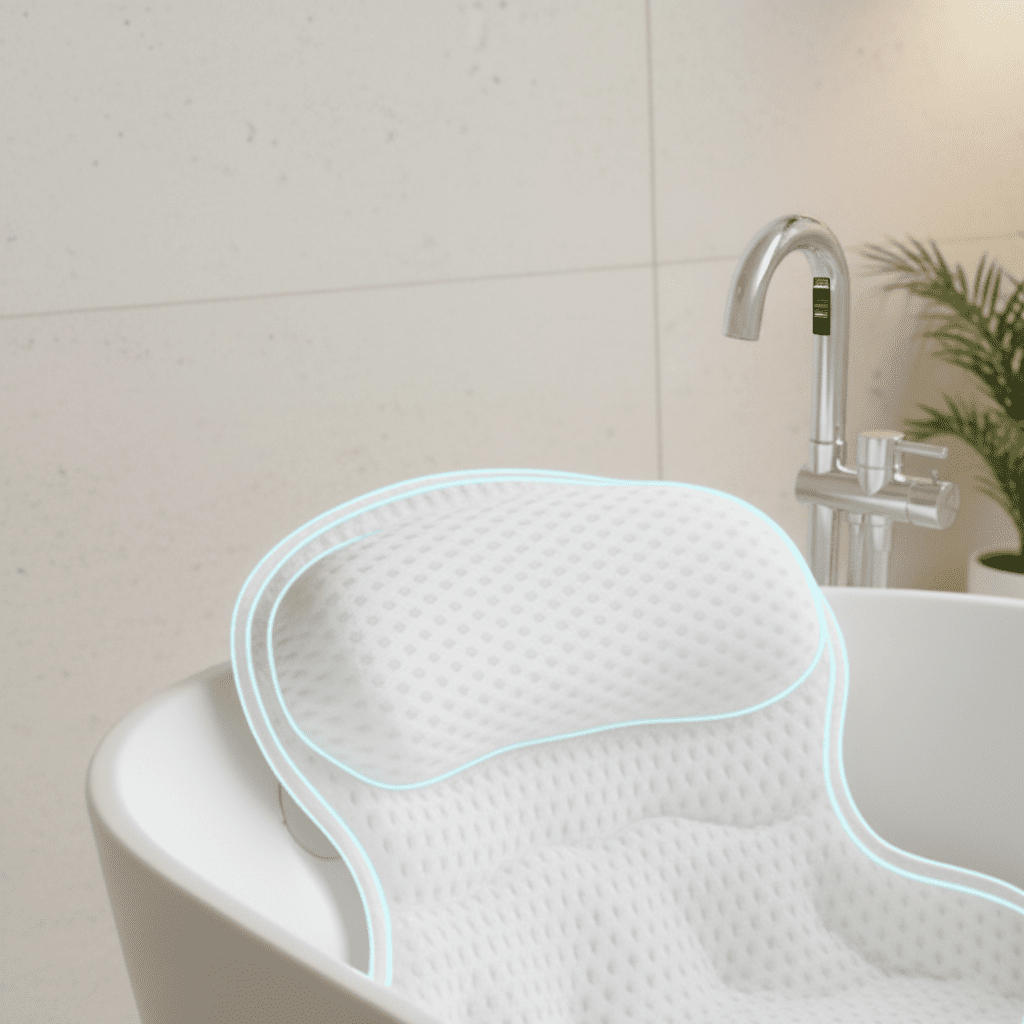Bathora Cojín ergonómico de baño con soporte 4D para cuello y espalda, ideal para el spa