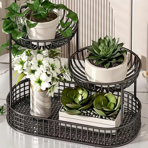 3-Tier Metal Fruit Bowl — Gold Finish Serving Stand