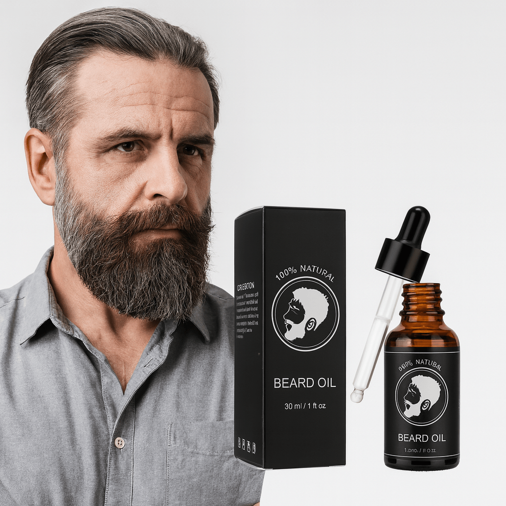 BeardVita komplett skjeggvekstsett — 0.5mm dermaroller, olje og balsam