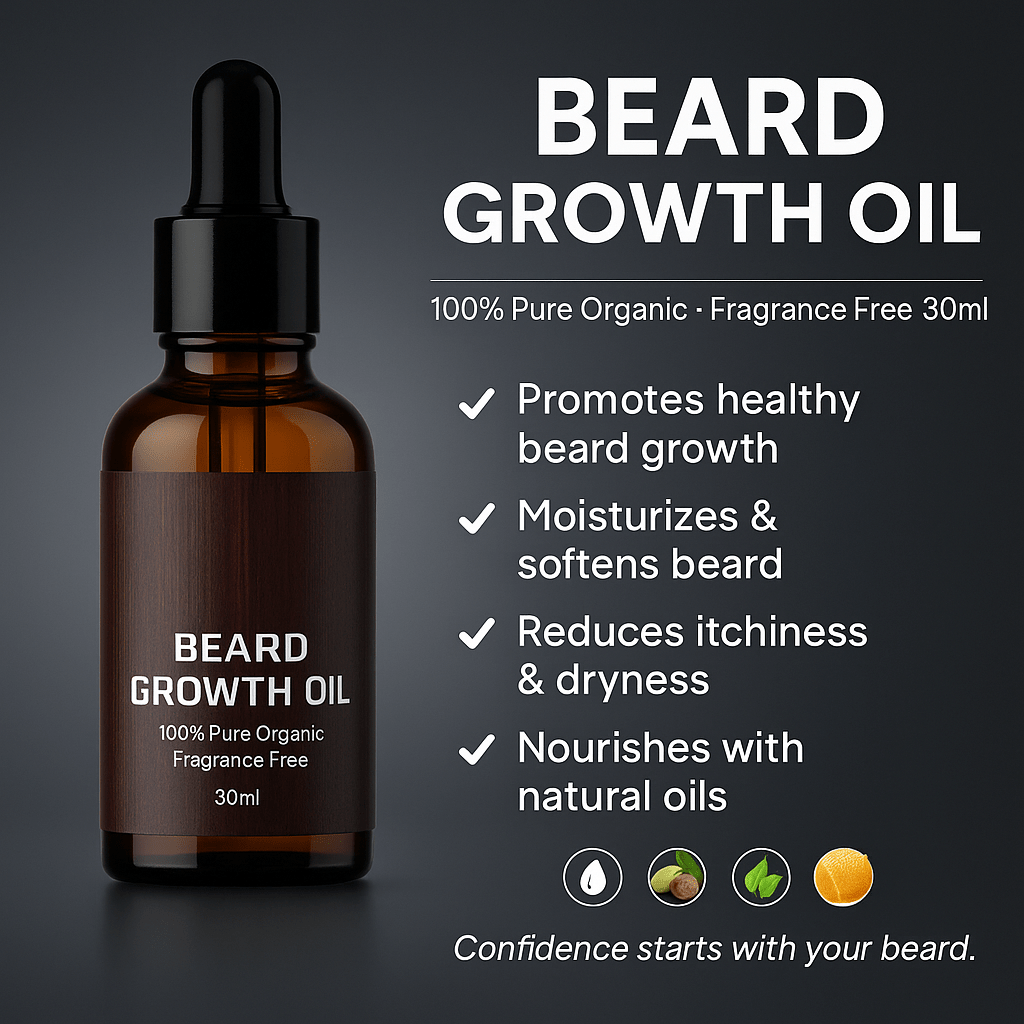 BeardVita komplett skjeggvekstsett — 0.5mm dermaroller, olje og balsam