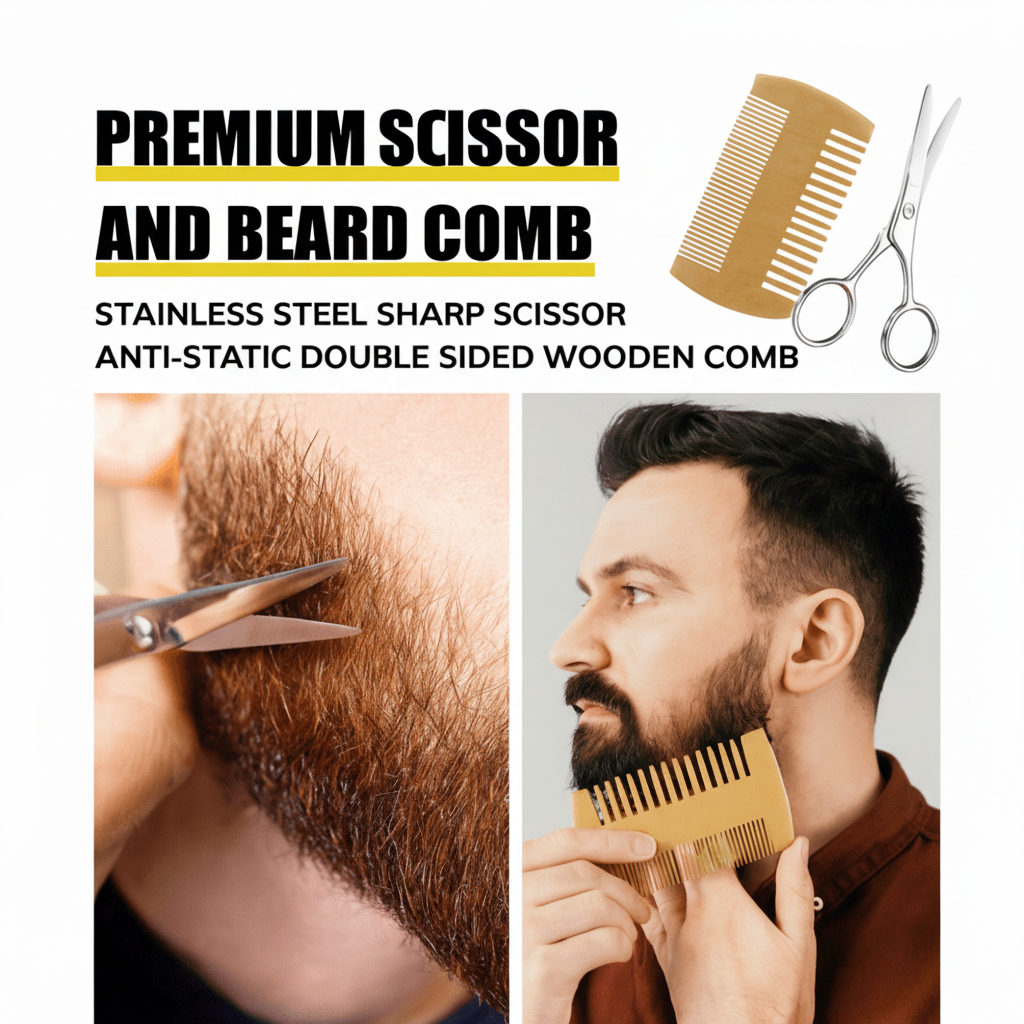 BeardVita komplett skjeggvekstsett — 0.5mm dermaroller, olje og balsam