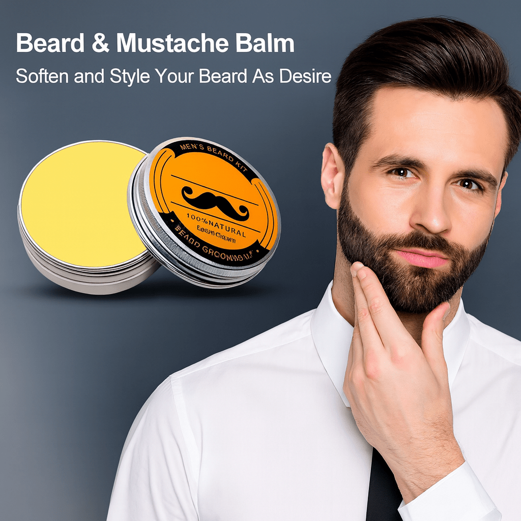 BeardVita komplett skjeggvekstsett — 0.5mm dermaroller, olje og balsam