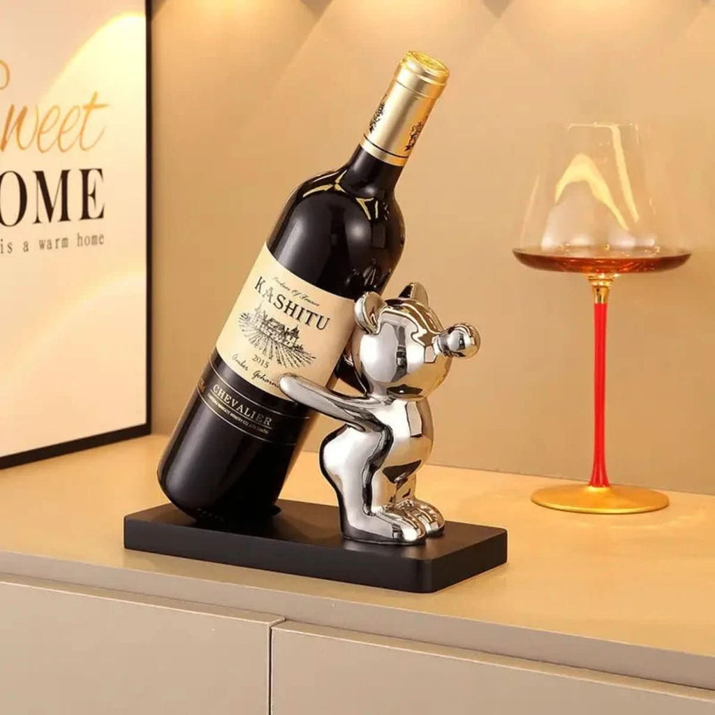 Bearwine Soporte cerámico para vino — estante con diseño de oso tierno