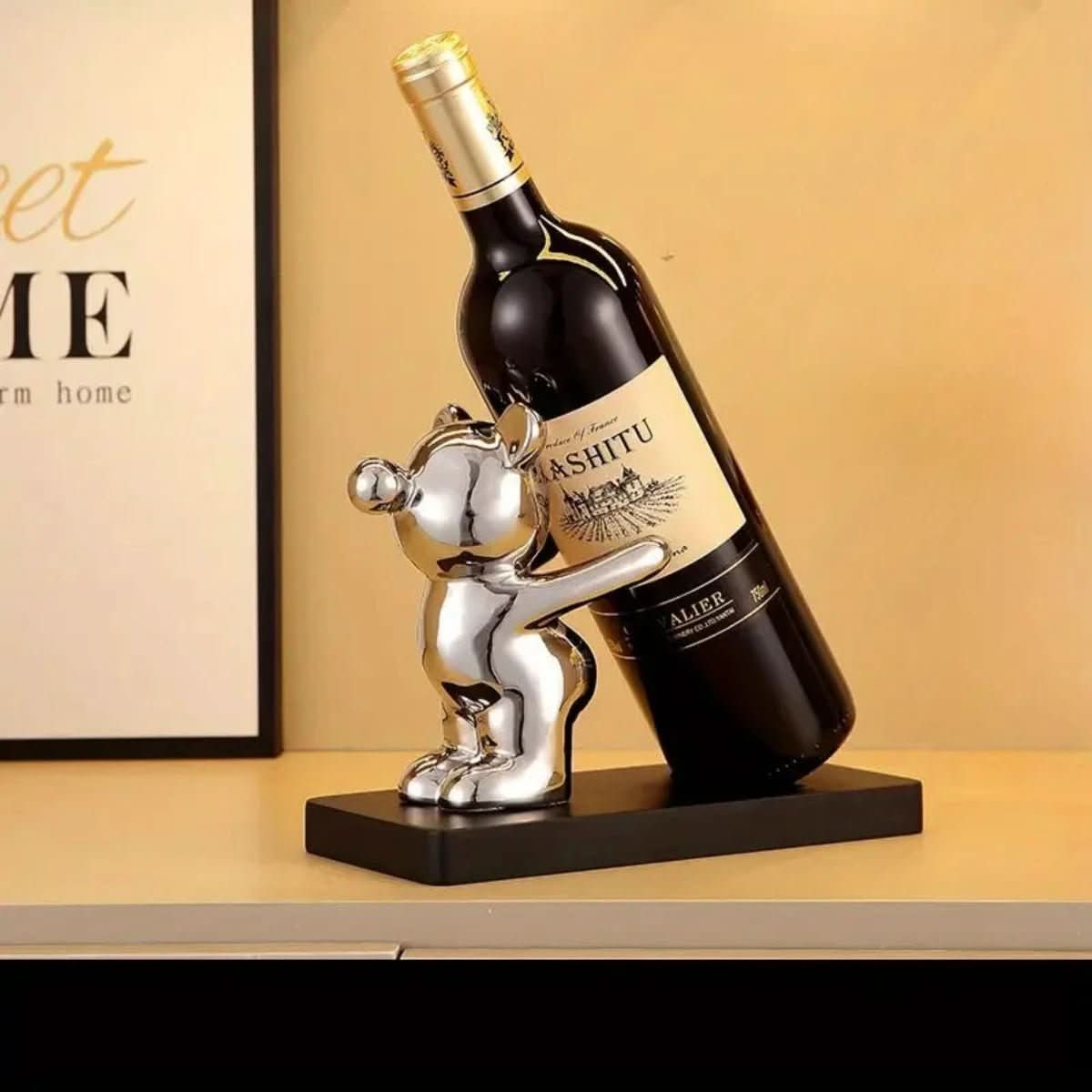 Bearwine Soporte cerámico para vino — estante con diseño de oso tierno