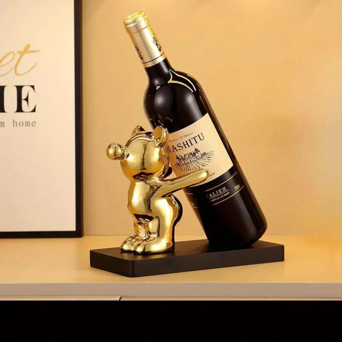 Bearwine Soporte cerámico para vino — estante con diseño de oso tierno