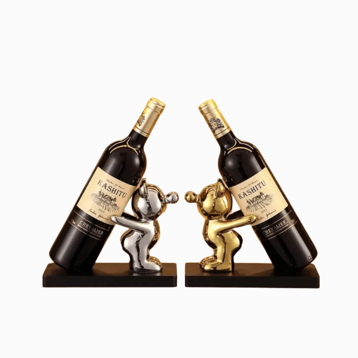 Bearwine Soporte cerámico para vino — estante con diseño de oso tierno