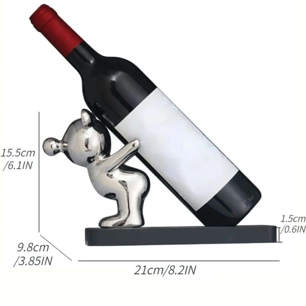 Bearwine Soporte cerámico para vino — estante con diseño de oso tierno